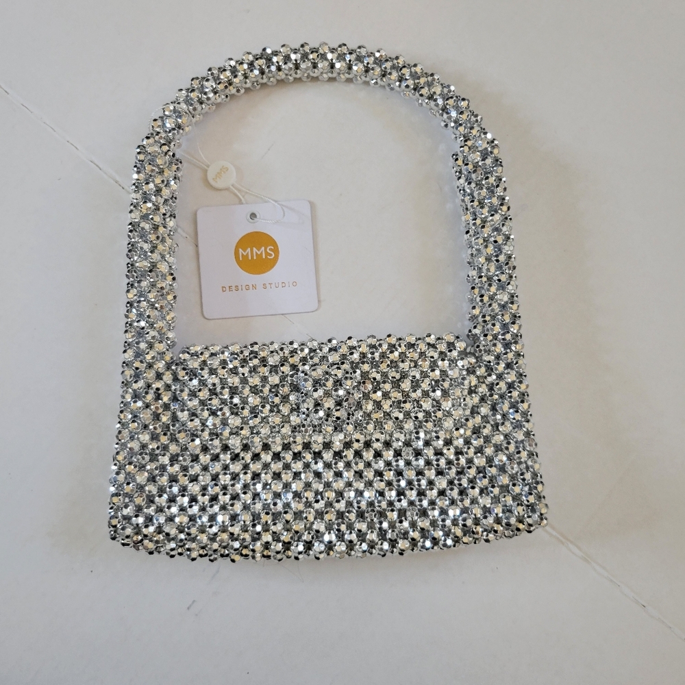 MMS Design Studio NWT Silver Beads Women's Shaped Bag